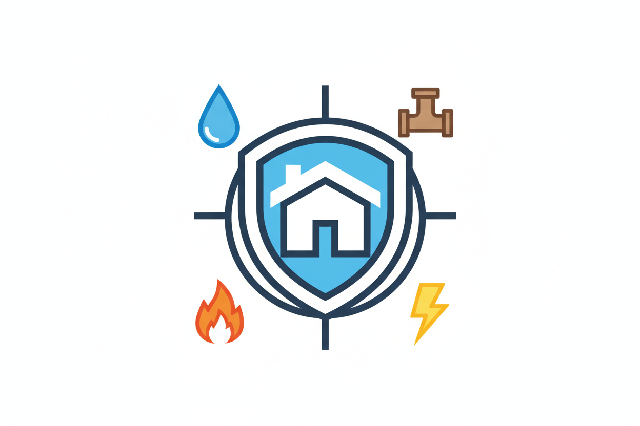 Home service warranty favicon that embodies service lines water, sewer, gas, and electric